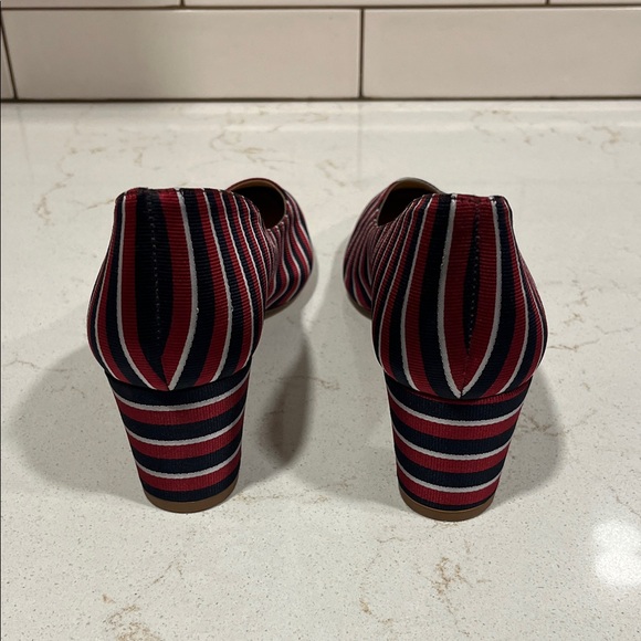 Talbots Chic Navy and Red Striped Heels - Picture 5 of 6